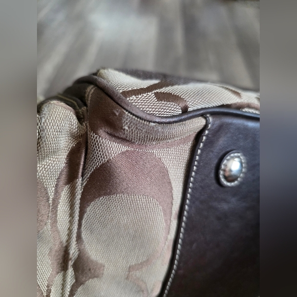 Vintage 2000s COACH Duffle Bag Luggage Qeekender Jacquard Canvas Brown Preppy - Picture 14 of 16